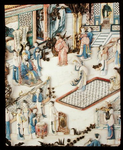 Detail (dignitary watching a female dancer), Qianlong period by School Chinese