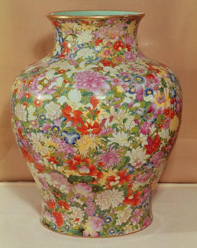 Famille Rose vase with a mille fleurs decoration, Qianlong Dynasty by School Chinese