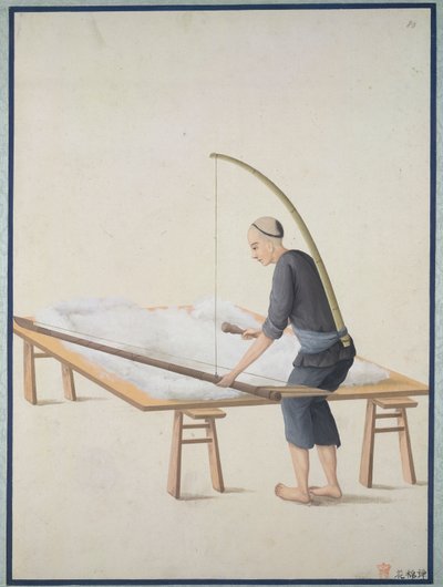 Fluffing cotton, for quilts, c.1800 by School Chinese