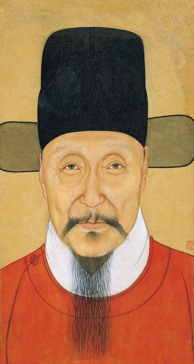 Portrait of He Bin. Gouache and ink anonymous 16th century Nanjing Museum by School Chinese