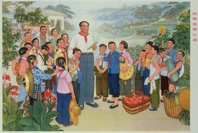 Reporting our harvest to Chairman Mao, propaganda poster from the Chinese Cultural Revolution by School Chinese