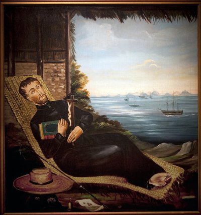Saint Francois Xavier Resting in Front of the Bay of Hong Kong by School Chinese