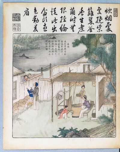 Silk spinning, illustration from Yu Tche Keng Tche T