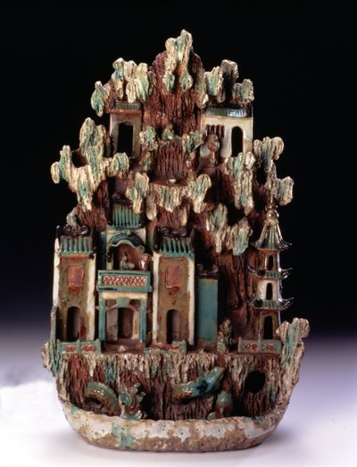 Taoist mountain Paradise on Penglai made at the Shiwan kilns, Guangdong Province, Qing dynasty 1644-1912, late 19th century by School Chinese