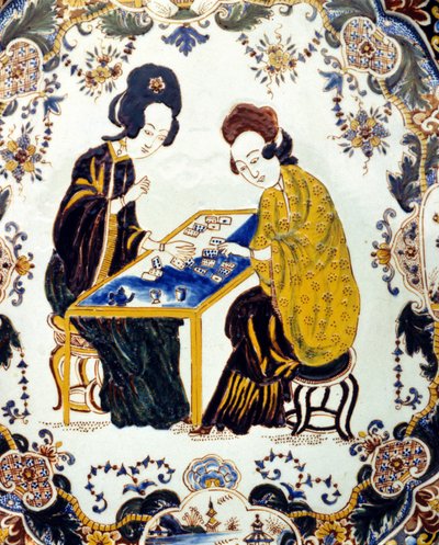 Two women playing checkers. China 18th century. ceramic. Milan by School Chinese