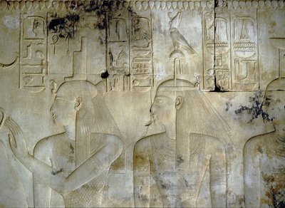 Temple of Seti I, the goddesses accompanying the Pharaoh by School Egyptian