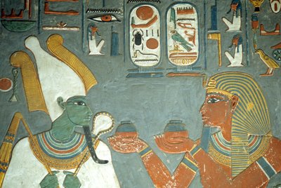 Ancient Egypt, Painting, Horemheb Offering Ointments to Osiris, Horemheb Tomb, Thebes by School Egyptian