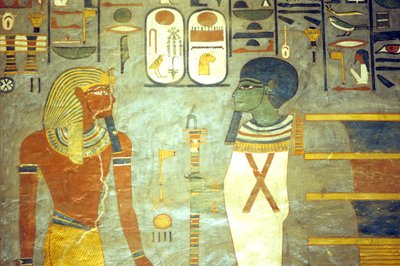 Ancient Egypt, Painting, Rameses I Before Ptah, Behind Whom is a Djed Pillar, Tomb of Rameses I, Thebes by School Egyptian