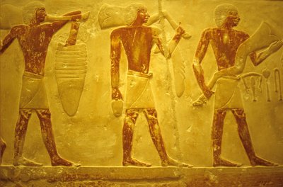 Ancient Egypt, Wall carving/painting, Mastaba/Tomb of Idout, Saqqara, 2323-2150 BC, Bearers with offerings by School Egyptian