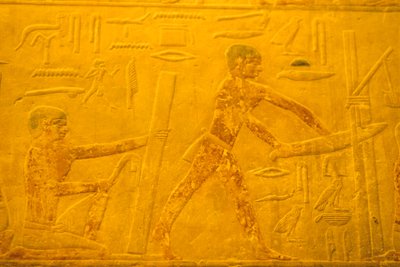 Ancient Egypt, Wall carving/painting, Mastaba/Tomb of Ti, Saqqara, 5th Dynasty, Carpenters, planing and sawing wood by School Egyptian