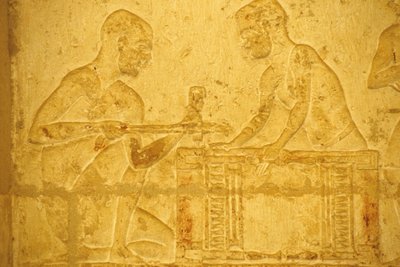 Ancient Egypt, Wall Carving/Painting, Tomb of Petosiris, Tuna el Gebel, 300 BC, Carpenters at Work by School Egyptian