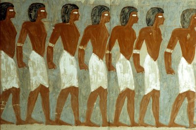 Ancient Egypt, Wall painting, Bound captives, Painting incomplete, Horemheb Tomb by School Egyptian