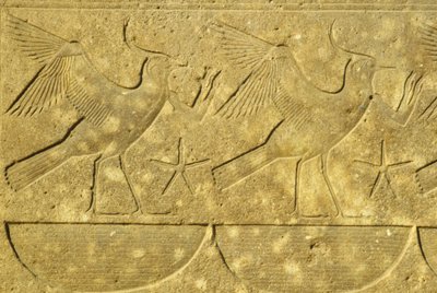 Ancient Egypt, Wall Painting/Carving, Lapwings, Representing the Various Tribes of Egypt, Karnak Temple, Luxor by School Egyptian