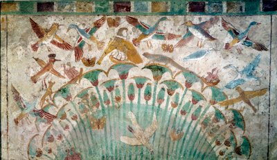 Ancient Egypt: Animals in a Papyrus Thicket, Limestone Fragment from the Tomb of Neferhotep (circa 1400 BC) Louvre Museum by School Egyptian