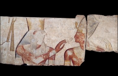 King Ramses II Introduced to the Divinities Horus, Amon and Hathor by School Egyptian