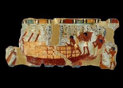 Ancient Egyptian Art: Loading Grains on a Boat by School Egyptian