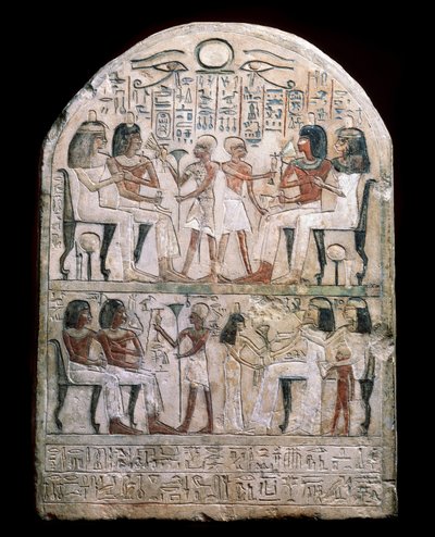 Egyptian Antiquity: Stele Decorated with a Scene of Homage to the Pharaohs by School Egyptian