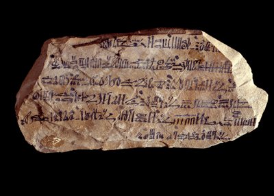 Art of ancient Egypt: ostrakon (or ostracon) hieratic. New empire of Egypt by School Egyptian
