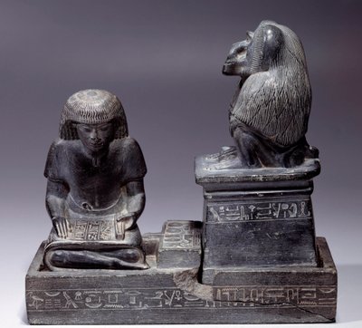 Egyptian Antiquity: The scribe Nebmertouf and the monkey Thoth, god of scripture and patron of scribes by School Egyptian