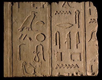 Egyptian antiquity: funeral inscription mentioning a lady named Takhout. 8th century BC. Paris, Louvre Museum by School Egyptian