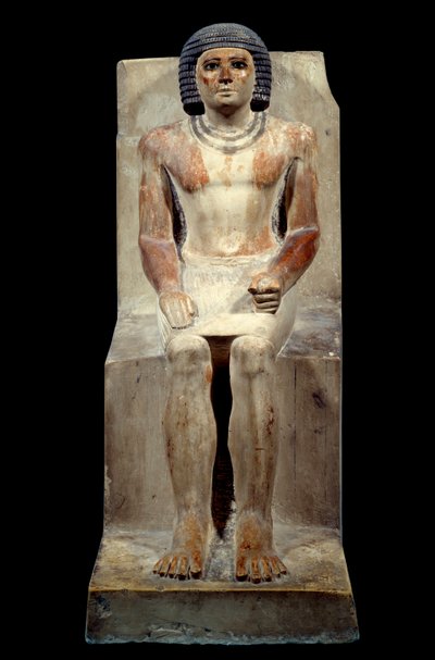 Egyptian Antiquity: Limestone Statuette of Kai, Administrator of the Jackal (From Saqqara, Old Empire, 5th Dynasty) Paris, Louvre Museum by School Egyptian