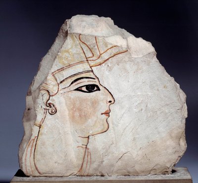 Egyptian antiquity: ostrakon (or ostracon), limestone pottery shards with royal profile. 19th dynasty (1295-1186 BC). Paris, Louvre Museum by School Egyptian