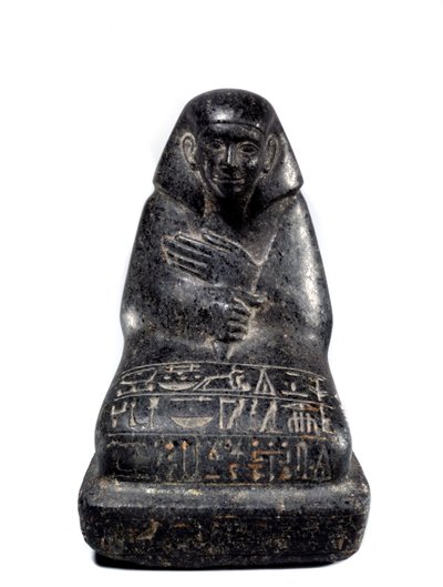 Egyptian antiquity: sculpture in gabbro representing senior official Senpou by School Egyptian