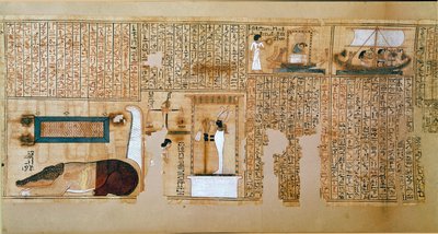 Egyptian antiquities: fragment of the Book of the Dead, papyrus of Nebqed. (detail) representing the weight of souls. 18th dynasty. 1400-1350 BC. Paris, Louvre Museum by School Egyptian