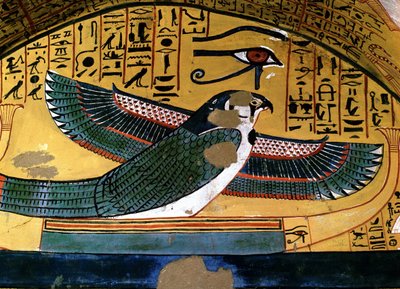 Luxor - Thebes: left bank of the Nile. Deir el-Medina: necropolis of artisans. Tomb of Sennedjem. 18th Dynasty. Representation of God Horus by School Egyptian