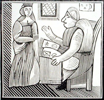 A Woman seeks guidance from the Soothsayer, copy of an illustration from 