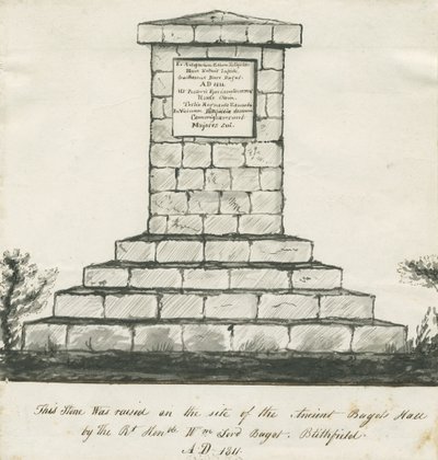 Blithfield - Memorial on site of Ancient Bagots Hall by School English