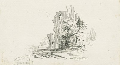 Croxden Abbey: Pen and Ink Drawing by School English