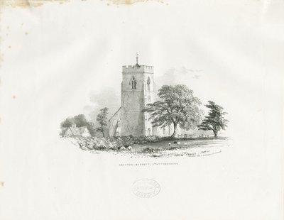 Drayton Bassett Church: lithograph (vignetted), nd [c 1825-30] by School English