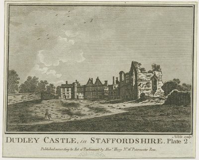 Dudley Castle - The Keep: copper-plate engraving by School English
