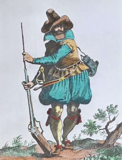 German Soldier of the Early 17th Century, Armed with Matchlock Musket by School English