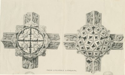 Interior of Lichfield Cathedral - Carved Foliage: lithograph, nd [?19th cent] by School English