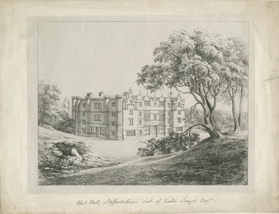 Keele Hall: lithograph by School English