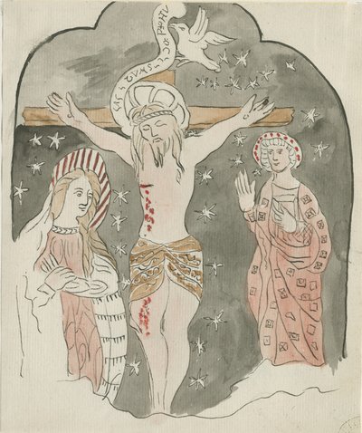 Lichfield - Representation of the Crucifixion (Greyfriars): watercolour painting by School English