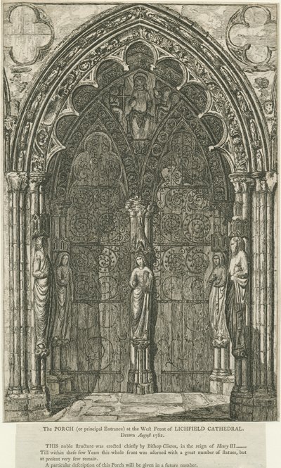 Lichfield Cathedral - West Doorway: etching by School English