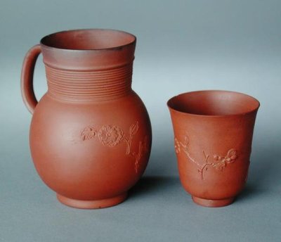 Mug and Beaker, Red Stoneware, Spragged Decoration, Elers Works by School English