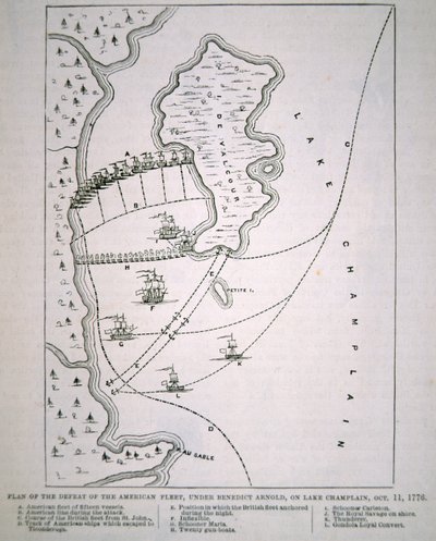 Plan of the defeat of the American Fleet on Lake Champlain by School English