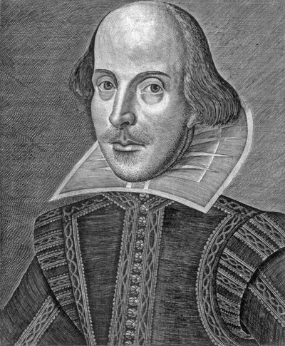 Portrait of William Shakespeare, engraved by Martin Droeshout (c.1560-c.1642) by School English
