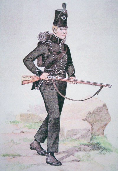 Private of the 95th Rifles, c.1810, Armed with the Baker Rifle by School English