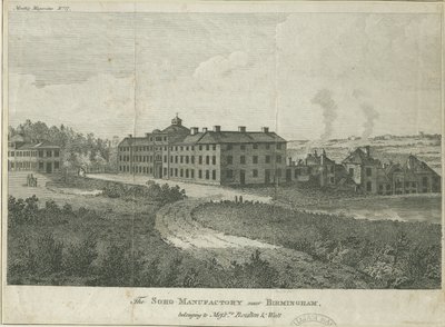 Soho Manufactory: steel engraving, nd [late 18th cent] by School English