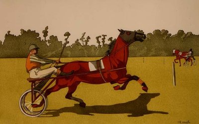 Trotting Pony Pulling a Racing Cart by School English