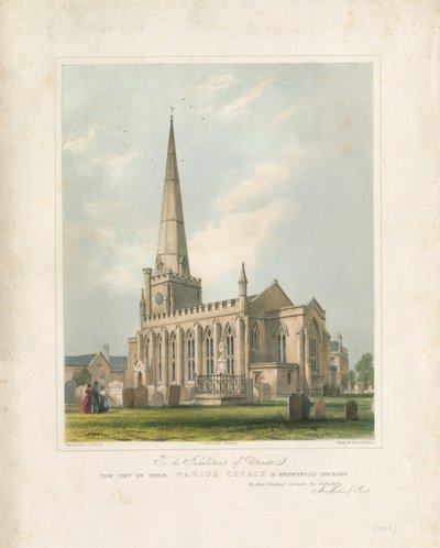 Uttoxeter Church [New]: painted lithograph, nd [c 1828] by School English