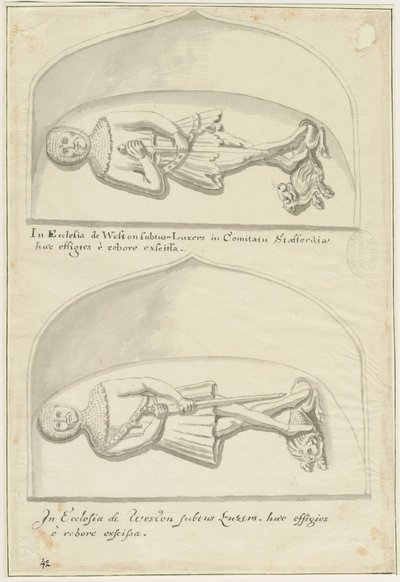 Weston-under-Lizard Church - Effigies of Sir Hugh de Weston and Sir Hamo de Weston by School English