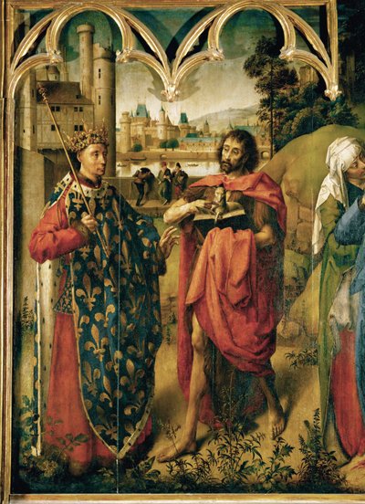 Louis IX, The Saint with St. John Baptist by School Flemish