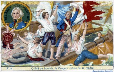 Admiral Villaret (1750-1812), a representative in the medallion, delivered the naval battle of Ouessant to the English Howe in 1794 by School French