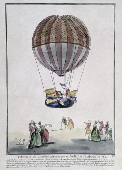 Aerostatic Machine Removal at the Tuileries Garden in 1783 by School French